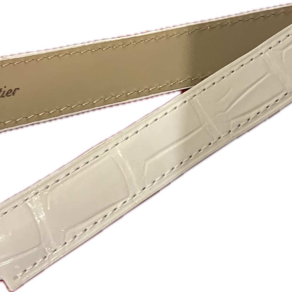 Cartier Ballon Bleu White Leather Strap 19x16mm, 105x105mm, Dble Adjust Depl Buc